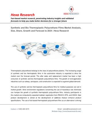 Synthetic and Bio Thermoplastic Polyurethane (TPU) Films Market Size | Industry Report, 2024 | Hexa Research