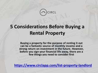 Five Considerations Before Buying a Rental Property