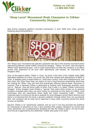 ‘Shop Local’ Movement finds Champion in Clikker Community Shopper