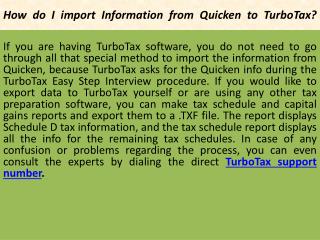 How do I import Information from Quickento TurboTax?