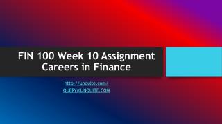 FIN 100 Week 10 Assignment Careers in Finance
