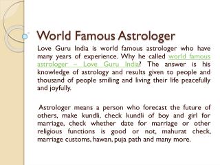 World Famous Astrologer