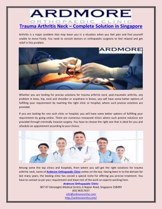 Trauma Arthritis Neck – Complete Solution in Singapore