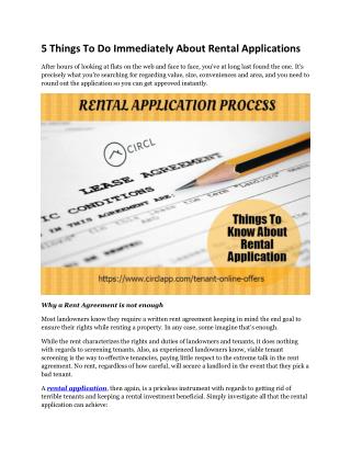 5 Things To Do Immediately About Rental Applications