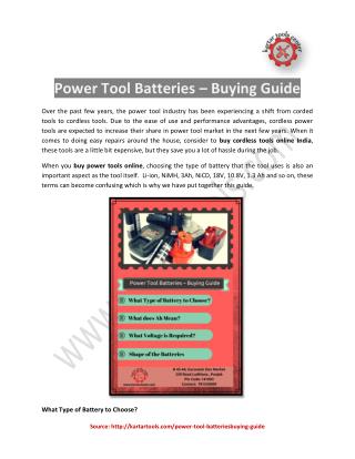 Power Tool Batteries – Buying Guide