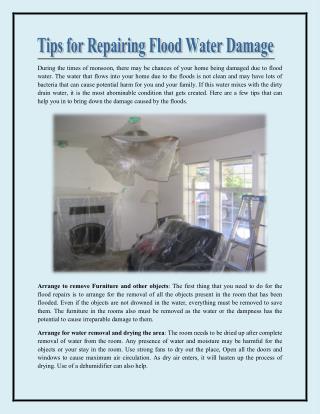 Tips for repairing flood water damage