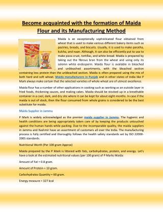 Become acquainted with the formation of Maida Flour and its Manufacturing Method