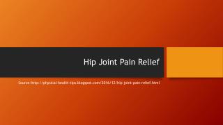 Hip Joint Pain Relief