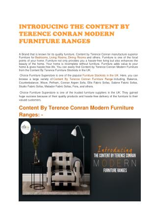 INTRODUCING THE CONTENT BY TERENCE CONRAN MODERN FURNITURE RANGES