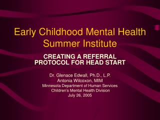 Early Childhood Mental Health Summer Institute