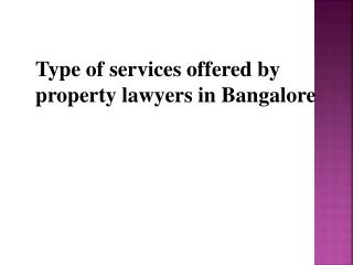 Property lawyers in Bangalore