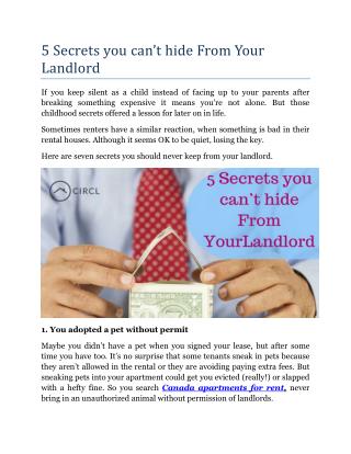 5 Secrets you can’t hide From Your Landlord