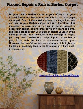 Fix and Repair a Run in Berber Carpet