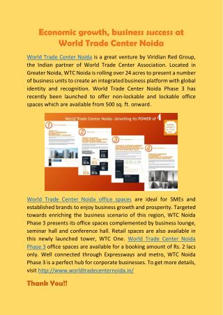 Economic growth, business success at World Trade Center Noida