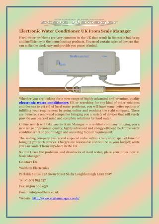 Electronic Water Conditioner UK From Scale Manager