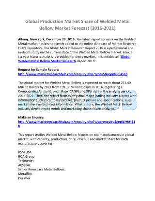 Global Production Market Share of Welded Metal Bellow Market Forecast