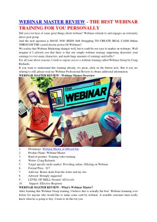 WEBINAR MASTER REVIEW – THE GREATEST WEBINAR TRAINING FOR YOU