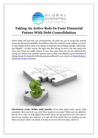 Taking An Active Role In Your Financial Future With Debt Consolidation