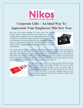 Corporate Gifts–An Ideal Way To Appreciate Your Employees This New Year
