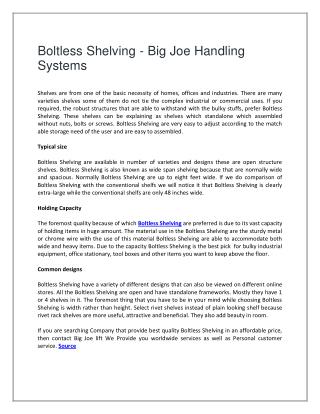 Boltless Shelving - Big Joe Handling Systems