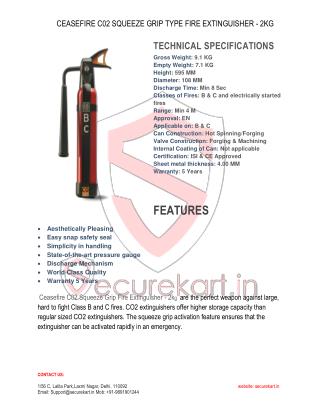 Features of C02 Squeeze Grip Type Fire Extinguisher - 2kg