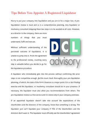 Tips Before You Appoint A Registered Liquidator