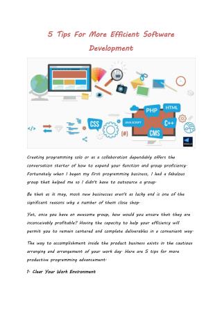 5 Tips For More Efficient Software Development