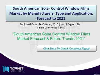 South American Solar Control Window Films Market with business strategies and analysis to 2021