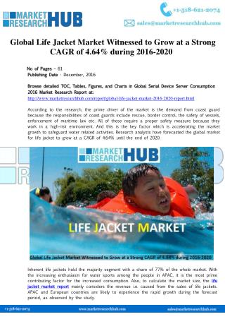 Global Life Jacket Market Research Report 2016-2020