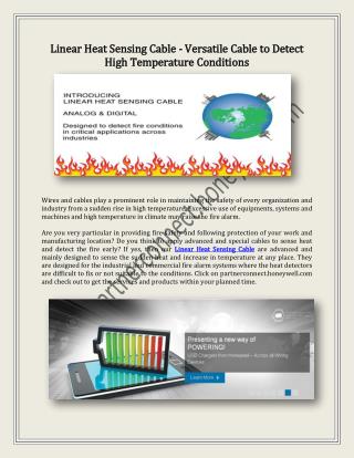 Linear Heat Sensing Cable - Versatile Cable to Detect High Temperature Conditions