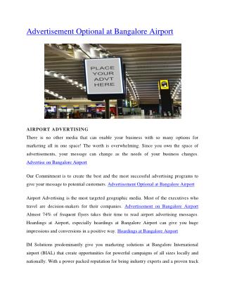 Advertisement Optional at Bangalore Airport