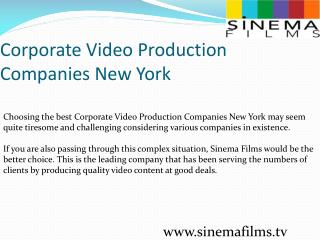 Corporate Video Production Companies New York