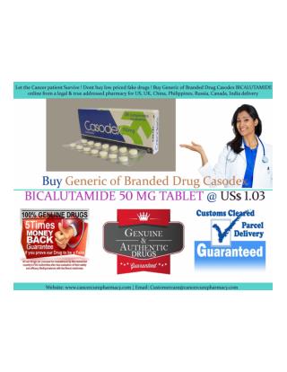 Buy Generic of Branded Drug Casodex : BICALUTAMIDE 50 MG TABLET @ US$ 1.03