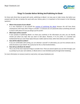 Things To Consider Before Writing And Publishing An Ebook