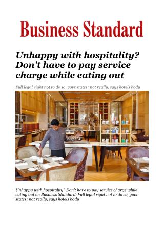 Unhappy with hospitality? Don't have to pay service charge while eating out