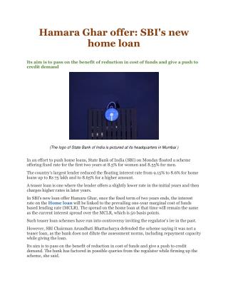 Hamara Ghar offer: SBI's new home loan