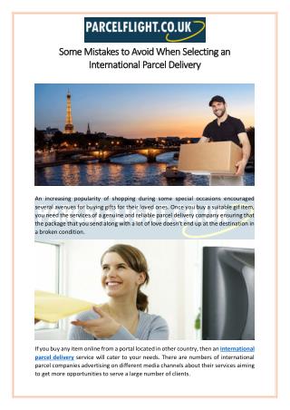 Some Mistakes To Avoid When Selecting An International Parcel Delivery