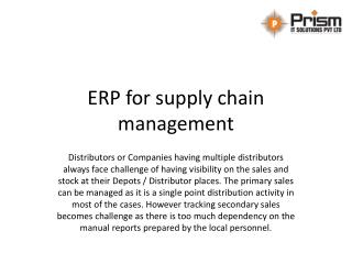 ERP for supply chain management in Pune | ERP for supply chain management and distribution