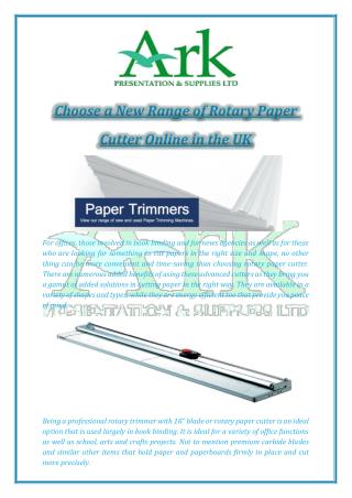 Choose a New Range of Rotary Paper Cutter Online in the UK