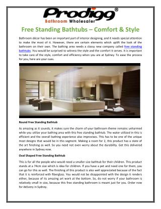 Free Standing Bathtubs – Comfort & Style