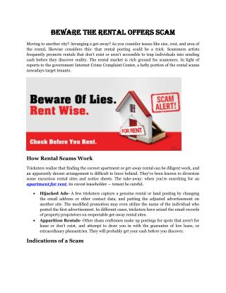Beware the rental offers Scam