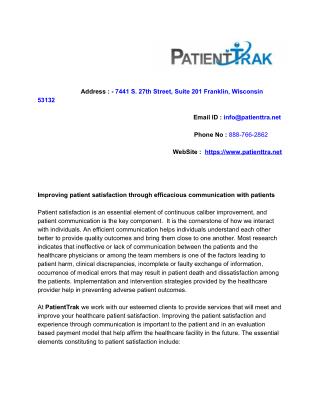 Improving patient satisfaction through efficacious communication with patients
