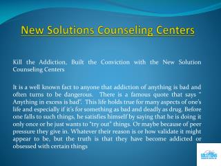 Alcoholism Treatment Programs at New Solutions Counseling Centers