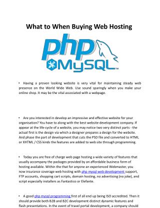 What To When Buying Web Hosting