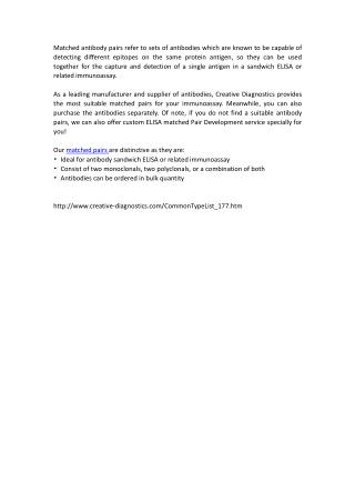 Matched Antibody Pairs