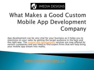 What Makes a Good Custom Mobile App Development Company