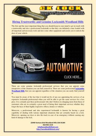 Hiring Trustworthy and Genuine Locksmith Woodland Hills