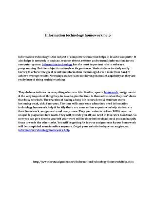 Information Technology Homework Help