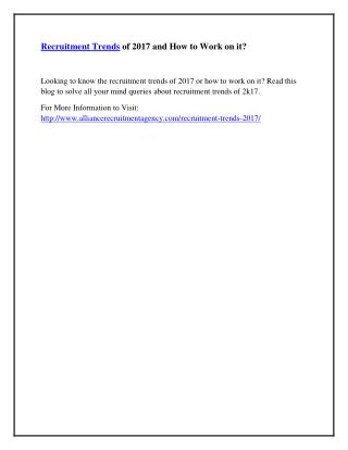 Recruitment Trends of 2017 and How to Work on it?