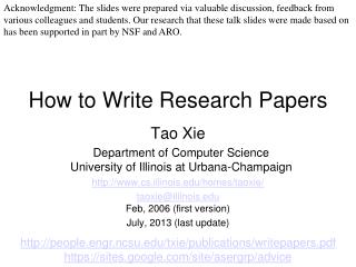 How to Write Research Papers